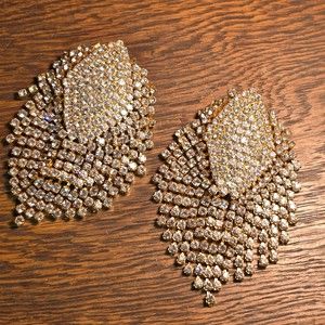 Enormous fancy earring pair - Vintage '80s Sparkle jewelry